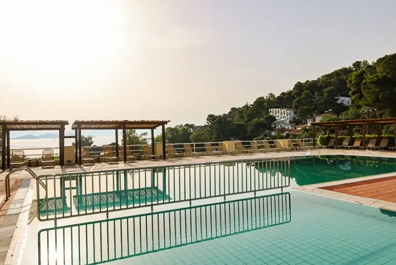 Pool terrace and panoramic sea view at Kanapitsa Mare Hotel